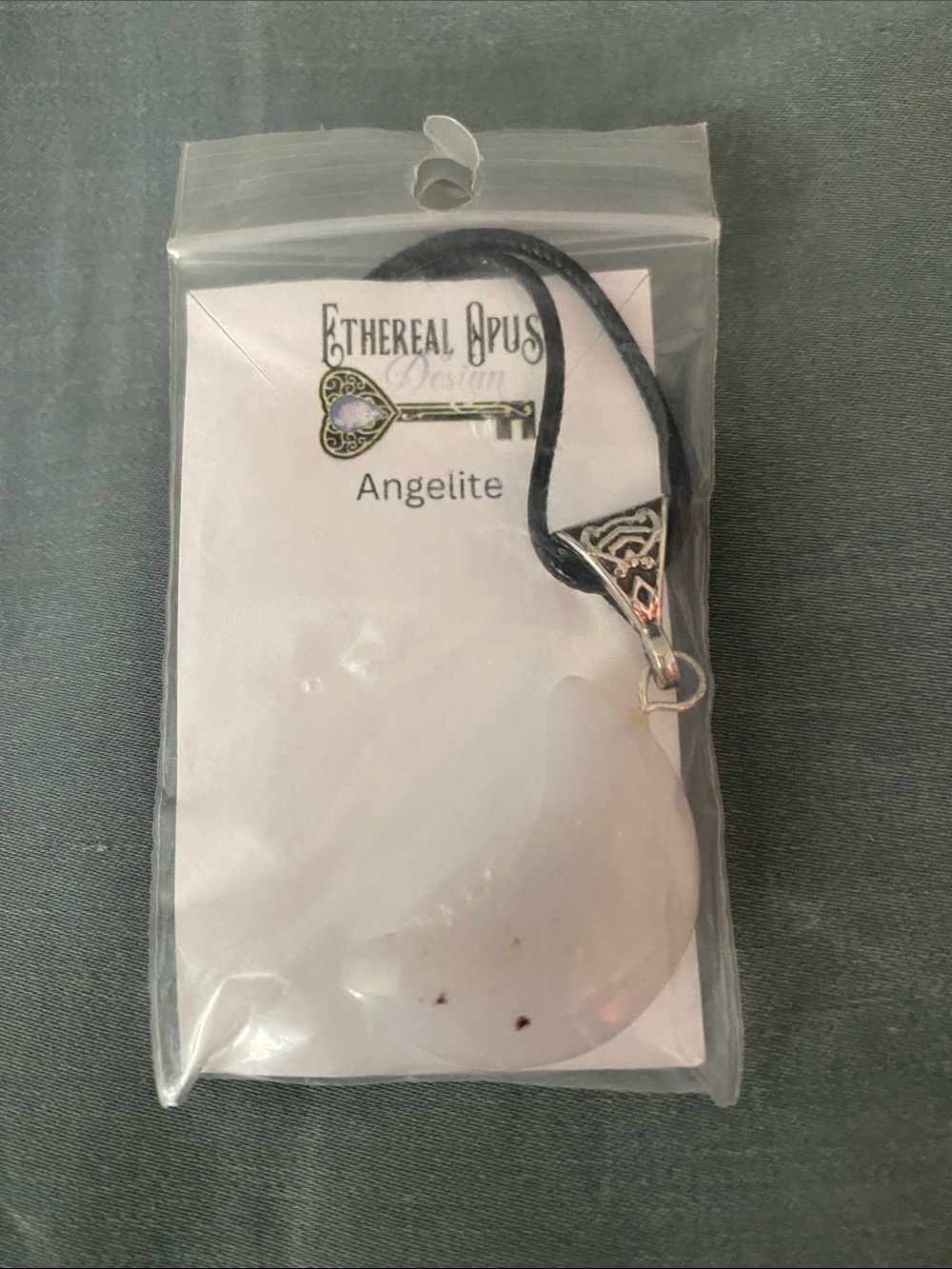Ethereal Opus Angelite Teardrop Pendant - White